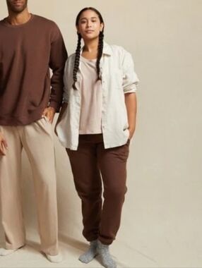 Parachute Home Organic Raisin (Brown) Hidden-Drawstring Elastic Jogger Pants